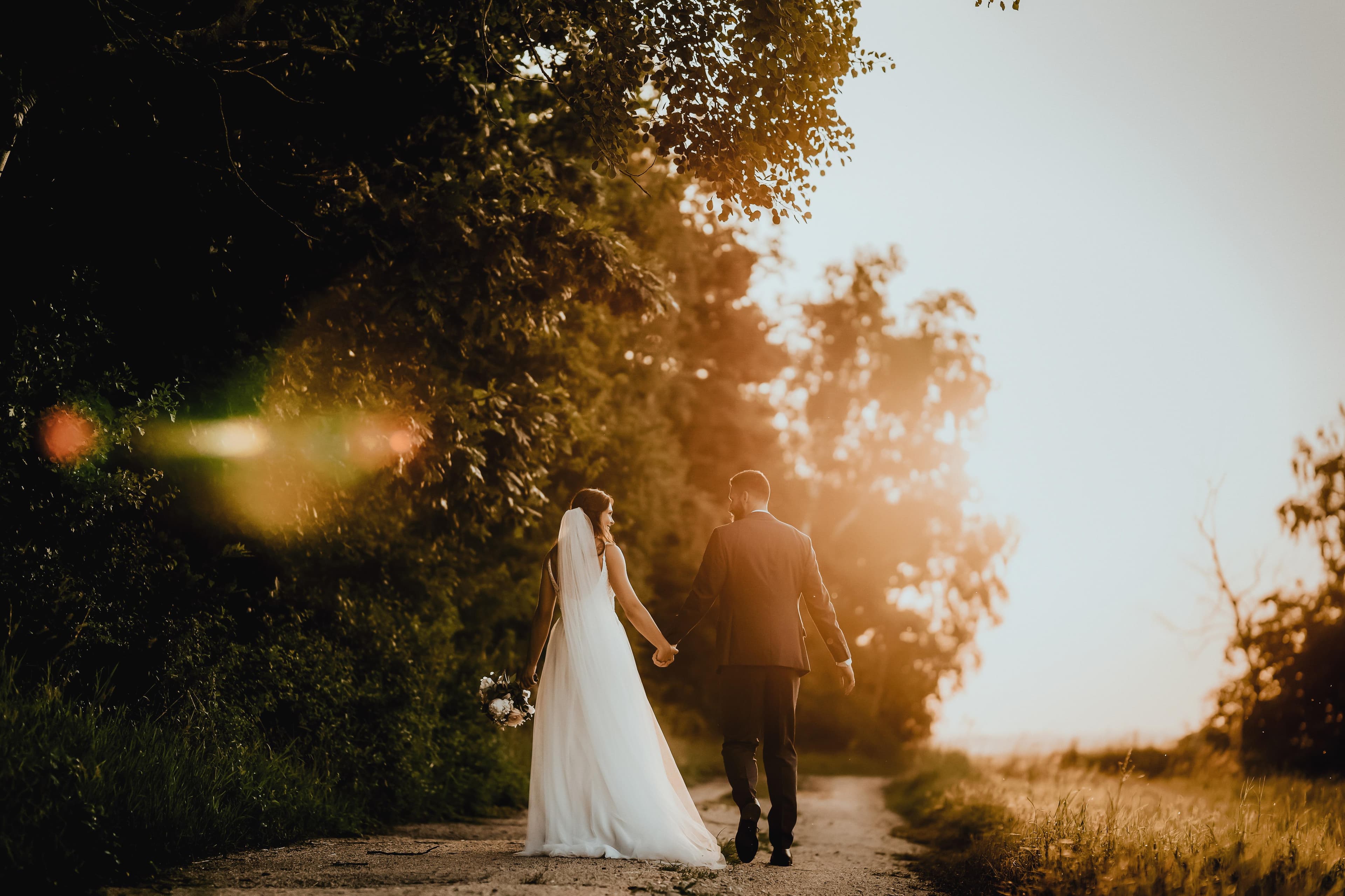 Couple walking together at sunset